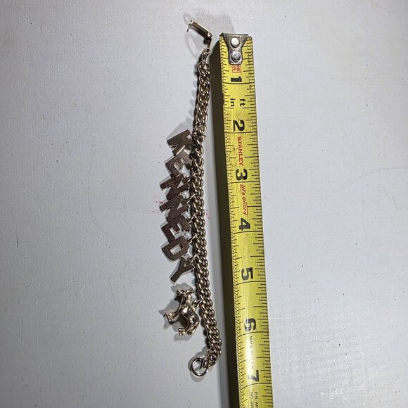 Vintage Kennedy Charm Bracelet With Silver-Tone Chain & Donkey Pendant political - Picture 5 of 5